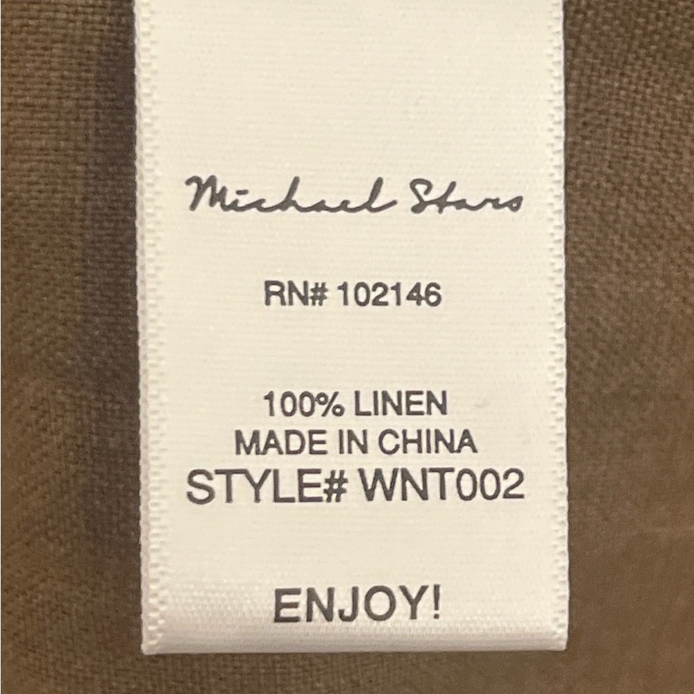 Michael Stars Greta short sleeve linen swing dress brown khaki size small NWT - Picture 9 of 11